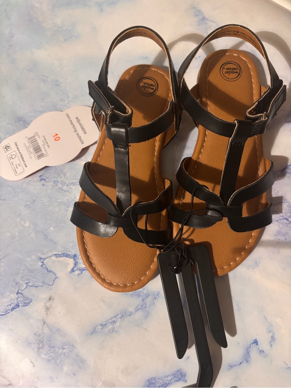 Women's Black T-Strap Gladiator Sandals